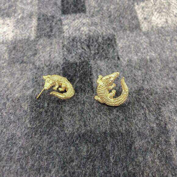 Authentic Julie Vos Alligator Gold Stud Earrings - Picture 4 of 4